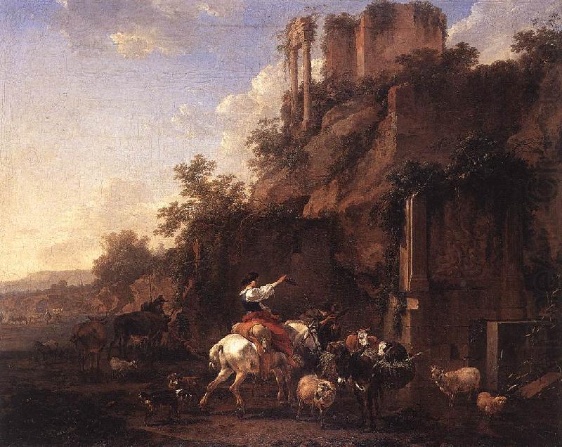 Rocky Landscape with Antique Ruins, BERCHEM, Nicolaes